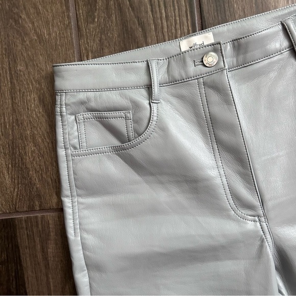 Aritzia Wilfred The Melina High Waisted Vegan Leather Pants in Morado Gray Sz 8 - Picture 7 of 12